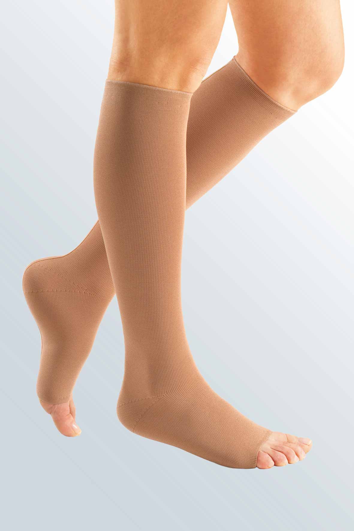 Open Toe Mediven KneeHigh Compression Stockings - Nude