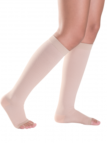 Open Toed Knee High Compression Stockings - Nude Open Toed Knee High Compression Stockings - Nude